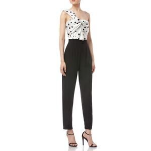 Amur Georgia Jumpsuit satin white polka dot and black bottom sz 4